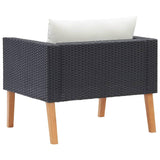 vidaXL Single Garden Sofa with Cushions Poly Rattan Black, 310220