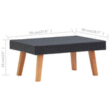 vidaXL Garden Coffee Table Poly Rattan Black, 310222