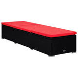 vidaXL Sun Lounger with Cushion and Tea Table Poly Rattan Red, 310226