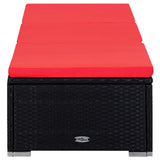 vidaXL Sun Lounger with Cushion and Tea Table Poly Rattan Red, 310226