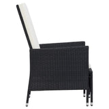 vidaXL Reclining Garden Chair with Cushions Poly Rattan Black, 310228