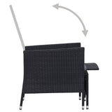 vidaXL Reclining Garden Chair with Cushions Poly Rattan Black, 310228