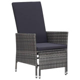 vidaXL Reclining Garden Chair with Cushions Poly Rattan Gray, 310230