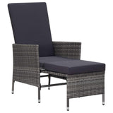 vidaXL Reclining Garden Chair with Cushions Poly Rattan Gray, 310230