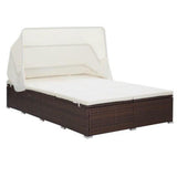 vidaXL 2-Person Sunbed with Cushion Poly Rattan Brown, 310234