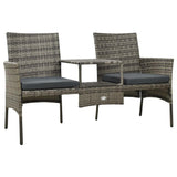 vidaXL 2-Seater Garden Sofa with Tea Table & Stools Poly Rattan Gray 3593