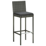 vidaXL Garden Bar Stools with Cushions 2 pcs Gray Poly Rattan, 313436