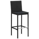 vidaXL Garden Bar Stools with Cushions 4 pcs Black Poly Rattan, 313437