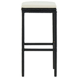 vidaXL Bar Stools with Cushions 4 pcs Black Poly Rattan 3446