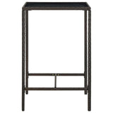 vidaXL Garden Bar Table Brown 27.6"x27.6"x43.3" Poly Rattan and Glass 3457