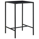 vidaXL Garden Bar Table Black 27.6"x27.6"x43.3" Poly Rattan and Glass 3458