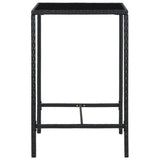 vidaXL Garden Bar Table Black 27.6"x27.6"x43.3" Poly Rattan and Glass 3458