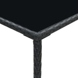 vidaXL Garden Bar Table Black 27.6"x27.6"x43.3" Poly Rattan and Glass 3458