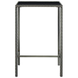 vidaXL Garden Bar Table Gray 27.6"x27.6"x43.3" Poly Rattan and Glass 3459