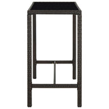 vidaXL Garden Bar Table Brown 51.2"x23.6"x43.3" Poly Rattan and Glass 3460
