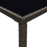 vidaXL Garden Bar Table Brown 51.2"x23.6"x43.3" Poly Rattan and Glass 3460