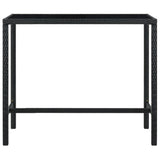 vidaXL Garden Bar Table Black 51.2"x23.6"x43.3" Poly Rattan and Glass 3461