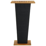 vidaXL Bar Table Black 23.6"x23.6"x43.3" Poly Rattan and Solid Acacia Wood 3463