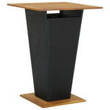 vidaXL Bar Table Black 31.5"x31.5"x43.3" Poly Rattan and Solid Acacia Wood 3465