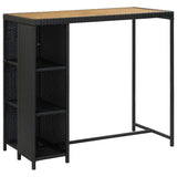 vidaXL Bar Table with Storage Rack Black 47.2"x23.6"x43.3" Poly Rattan, 313478