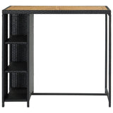 vidaXL Bar Table with Storage Rack Black 47.2"x23.6"x43.3" Poly Rattan, 313478