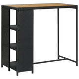 vidaXL Bar Table with Storage Rack Black 47.2"x23.6"x43.3" Poly Rattan, 313478