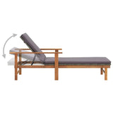 vidaXL Sun Lounger with Cushion Poly Rattan and Solid Acacia Wood Gray, 314857