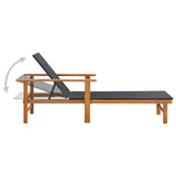 vidaXL Sun Lounger Poly Rattan and Solid Acacia Wood Black 4858