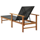 vidaXL Sun Lounger Poly Rattan and Solid Acacia Wood Black 4858