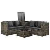vidaXL 4 Piece Garden Lounge Set with Cushions Poly Rattan Gray, 313130