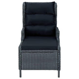 vidaXL Reclining Garden Chair with Footstool Poly Rattan Dark Gray, 313303