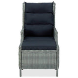 vidaXL Reclining Garden Chair with Footstool Poly Rattan Light Gray, 313304