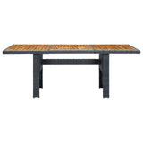 vidaXL Garden Table Dark Gray Poly Rattan and Solid Acacia Wood, 313310