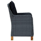 vidaXL Garden Chairs with Cushions 2 pcs Poly Rattan Dark Gray, 313316