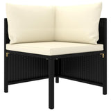 vidaXL Sectional Corner Sofa with Cushions Black Poly Rattan 3507