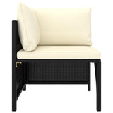 vidaXL Sectional Corner Sofa with Cushions Black Poly Rattan 3507