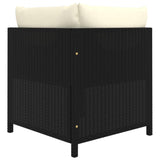 vidaXL Sectional Corner Sofa with Cushions Black Poly Rattan 3507