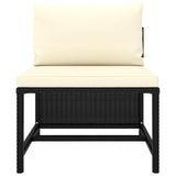 ?vidaXL Sectional Middle Sofa with Cushions Black Poly Rattan 3508