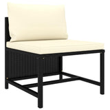 vidaXL 3 Piece Garden Sofa Set with Cushions Black Poly Rattan 3514