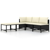 vidaXL 5 Piece Garden Sofa Set with Cushions Black Poly Rattan 3517