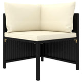 vidaXL 4 Piece Garden Sofa Set with Cushions Black Poly Rattan 3518