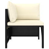 vidaXL 4 Piece Garden Sofa Set with Cushions Black Poly Rattan 3518