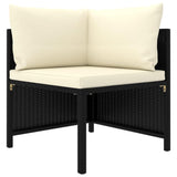 vidaXL 3 Piece Garden Sofa Set with Cushions Black Poly Rattan 3519