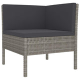 vidaXL 9 Piece Garden Lounge Set with Cushions Poly Rattan Gray, 3056972