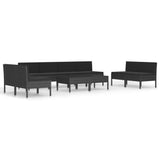 vidaXL 10 Piece Garden Lounge Set with Cushions Poly Rattan Black, 3056979