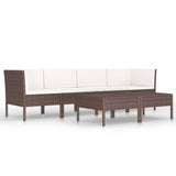 vidaXL 6 Piece Garden Lounge Set with Cushions Poly Rattan Brown, 3056981