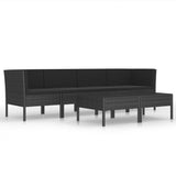 vidaXL 6 Piece Garden Lounge Set with Cushions Poly Rattan Black, 3056983
