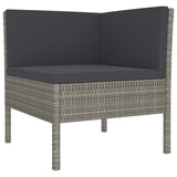 vidaXL 6 Piece Garden Lounge Set with Cushions Poly Rattan Gray, 3056984