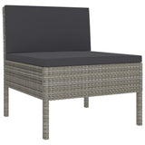 vidaXL 6 Piece Garden Lounge Set with Cushions Poly Rattan Gray, 3056984