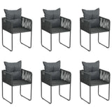 vidaXL Outdoor Chairs 6 pcs with Pillows Poly Rattan Black, 313108